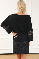 Openwork V-Neck Raglan Sleeve Sweater king-general-store-5710.myshopify.com