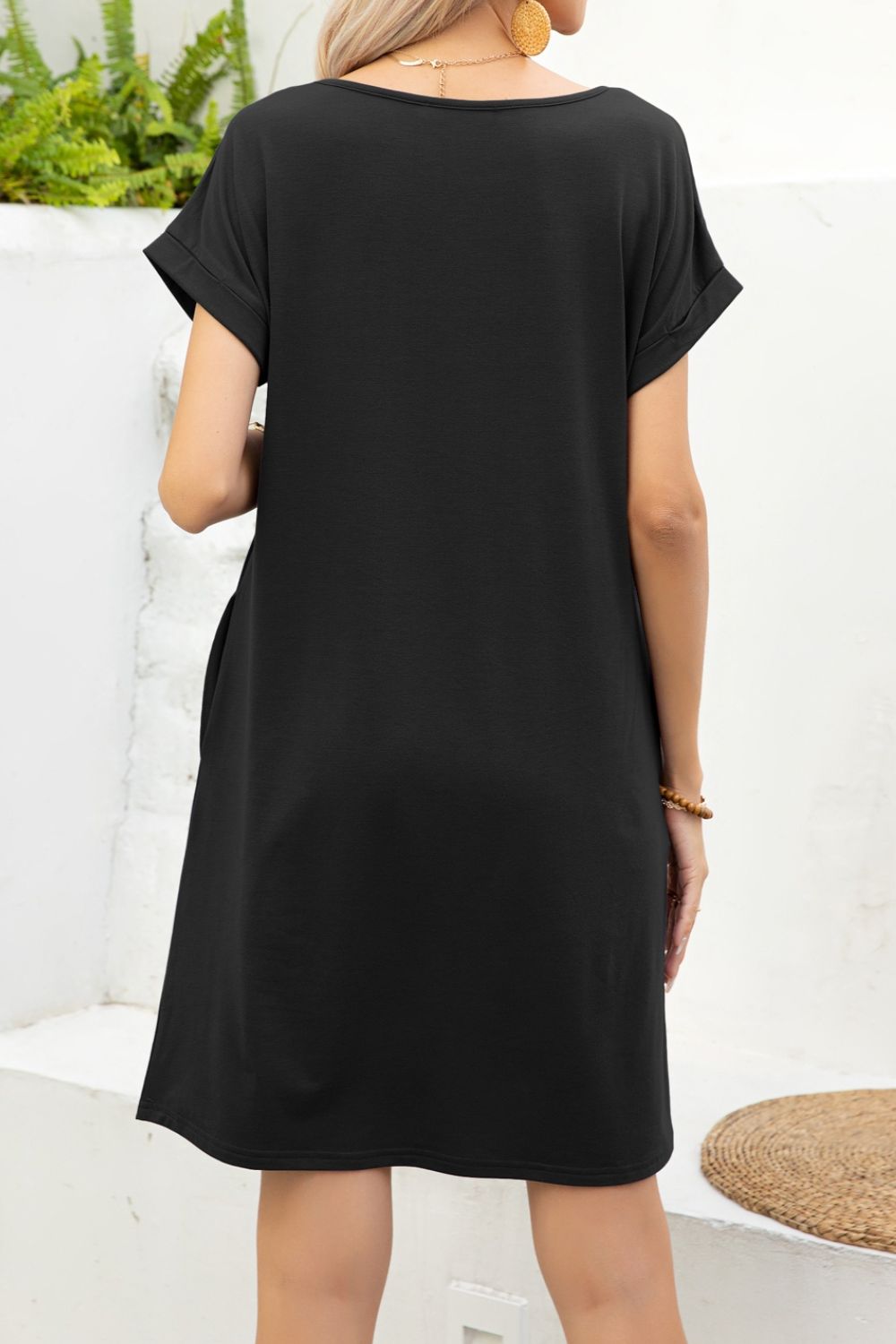 Scoop Neck Short Sleeve Pocket Dress king-general-store-5710.myshopify.com