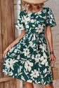 Floral Round Neck Tie Belt Pleated Dress king-general-store-5710.myshopify.com