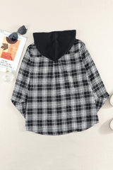 Plaid Drawstring Hooded Shirt Jacket king-general-store-5710.myshopify.com