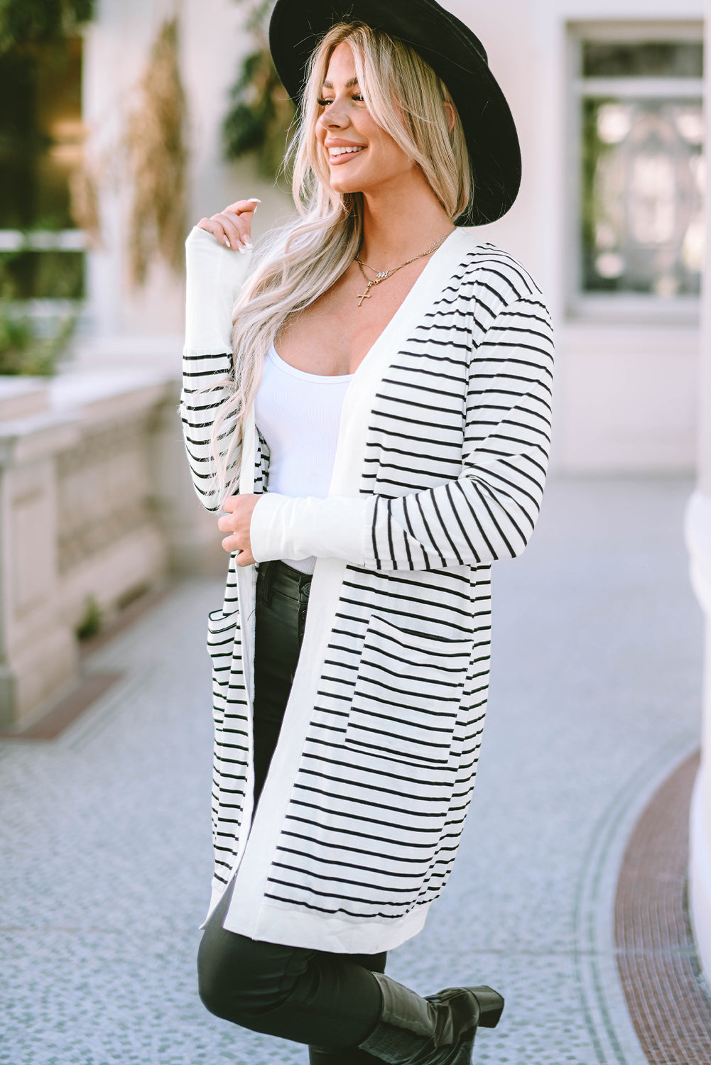 Striped Open Front Longline Cardigan king-general-store-5710.myshopify.com