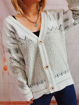 Geometric Button Front Long Sleeve Cardigan king-general-store-5710.myshopify.com