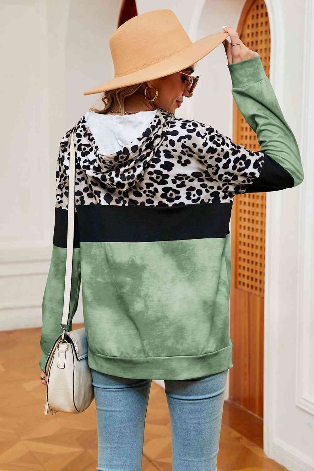 Leopard Drawstring Hoodie with Pocket king-general-store-5710.myshopify.com