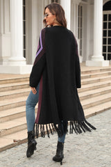 Geometric Fringe Hem Open Front Duster Cardigan king-general-store-5710.myshopify.com