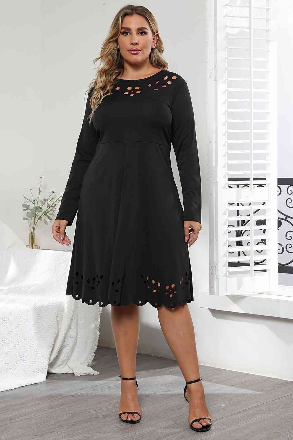 Long Sleeve Cutout Detail Dress king-general-store-5710.myshopify.com