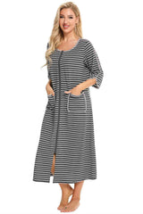 Round Neck Three-Quarter Sleeve Midi Night Dress king-general-store-5710.myshopify.com