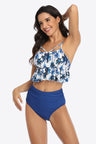 Tropical Print Ruffled Two-Piece Swimsuit king-general-store-5710.myshopify.com