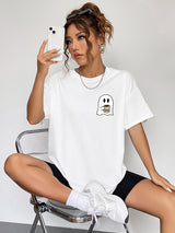 Round Neck Short Sleeve Ghost Graphic T-Shirt king-general-store-5710.myshopify.com