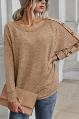 Boat Neck Buttoned Long Sleeve T-Shirt king-general-store-5710.myshopify.com