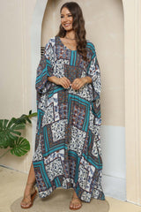 Printed V-Neck Split Maxi Dress king-general-store-5710.myshopify.com