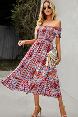 Bohemian Off-Shoulder Frill Trim Split Dress king-general-store-5710.myshopify.com