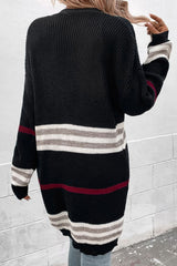 Striped Rib-Knit Drop Shoulder Open Front Cardigan king-general-store-5710.myshopify.com