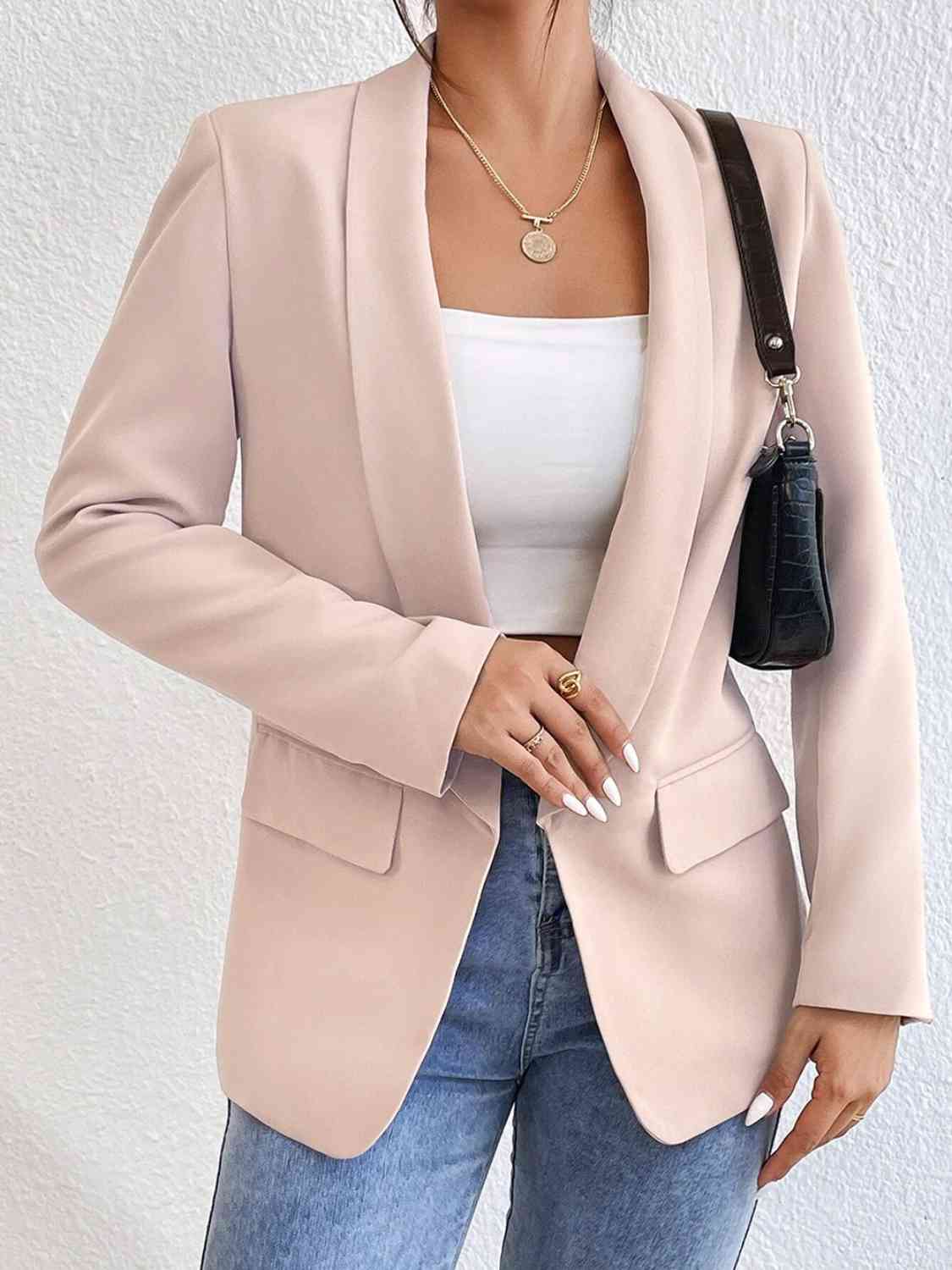 Shawl Collar Long Sleeve Blazer king-general-store-5710.myshopify.com