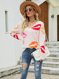 Lip Print V-Neck Knit Top king-general-store-5710.myshopify.com