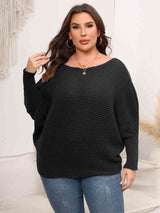 Full Size Boat Neck Batwing Sleeve Sweater king-general-store-5710.myshopify.com