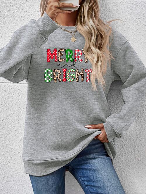 MERRY AND BRIGHT Round Neck Sweatshirt king-general-store-5710.myshopify.com