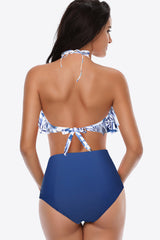 Two-Tone Ruffled Halter Neck Two-Piece Swimsuit king-general-store-5710.myshopify.com