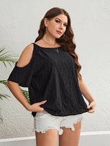 Plus Size Boat Neck Cold-Shoulder Blouse king-general-store-5710.myshopify.com