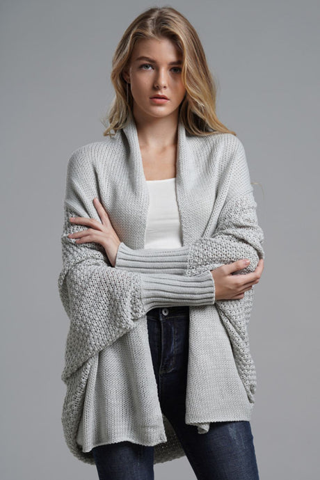 Dolman Sleeve Open Front Ribbed Trim Longline Cardigan king-general-store-5710.myshopify.com