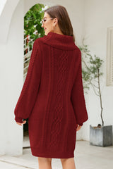 Woven Right Mixed Knit Turtleneck Lantern Sleeve Sweater Dress king-general-store-5710.myshopify.com