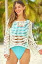 Openwork Boat Neck Long Sleeve Cover-Up king-general-store-5710.myshopify.com