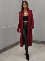 Double Take Waffle Knit Open Front Duster Cardigan With Pockets king-general-store-5710.myshopify.com