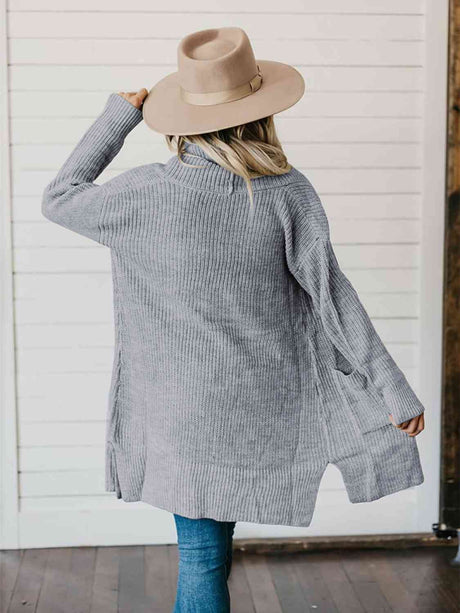 High-Low Open Front Cardigan with Pockets king-general-store-5710.myshopify.com