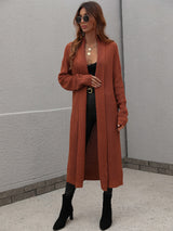 Double Take Waffle Knit Open Front Duster Cardigan With Pockets king-general-store-5710.myshopify.com