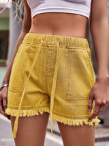 Drawstring Raw Hem Denim Shorts king-general-store-5710.myshopify.com