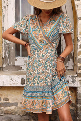 Bohemian Flutter Sleeve Surplice Dress king-general-store-5710.myshopify.com