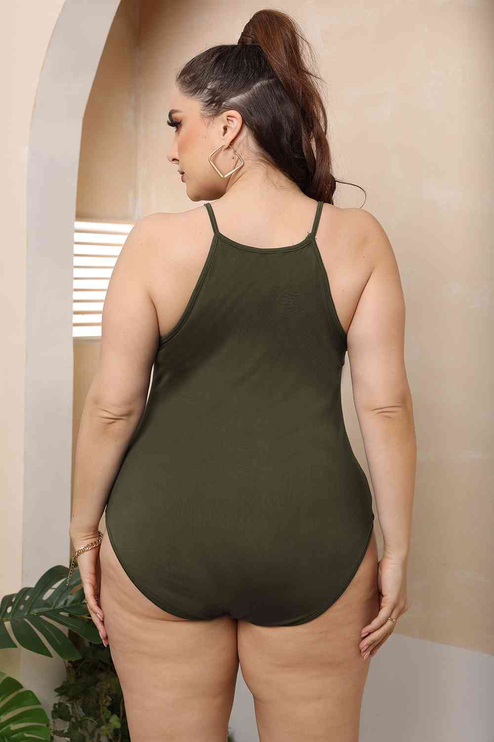 Plus Size Halter Neck Spaghetti Strap Bodysuit king-general-store-5710.myshopify.com