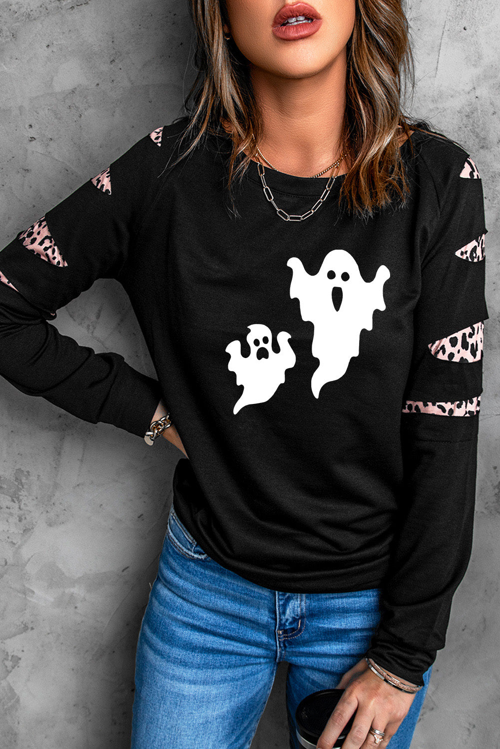 Ghost Graphic Round Neck Sweatshirt king-general-store-5710.myshopify.com