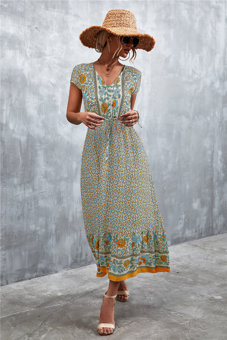 V-Neck Short Sleeve Printed Maxi Dress king-general-store-5710.myshopify.com