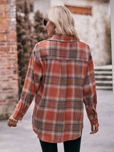 Plaid Dropped Shoulder Longline Shirt king-general-store-5710.myshopify.com