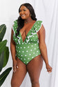 Marina West Swim Moonlit Dip Ruffle Plunge Swimsuit in Mid Green king-general-store-5710.myshopify.com