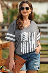 Plus Size US Flag Graphic V-Neck Tee king-general-store-5710.myshopify.com