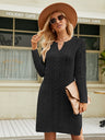 Notched Neck Cable-Knit Slit Sweater Dress king-general-store-5710.myshopify.com