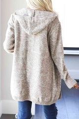 Heathered Open Front Cardigan with Pockets king-general-store-5710.myshopify.com