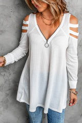 Cutout Waffle Knit Tunic Top king-general-store-5710.myshopify.com