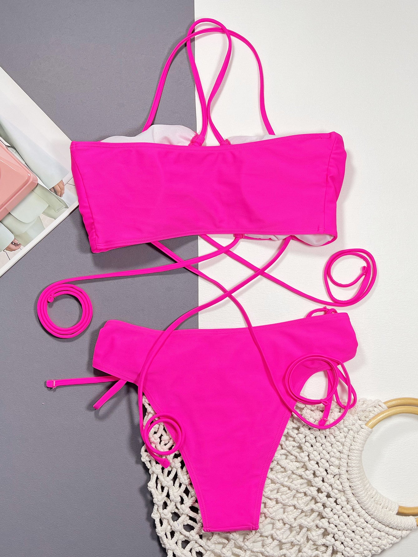 Halter Neck Drawstring Detail Bikini Set king-general-store-5710.myshopify.com