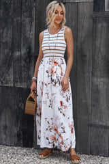 Striped Floral Round Neck Sleeveless Maxi Dress king-general-store-5710.myshopify.com