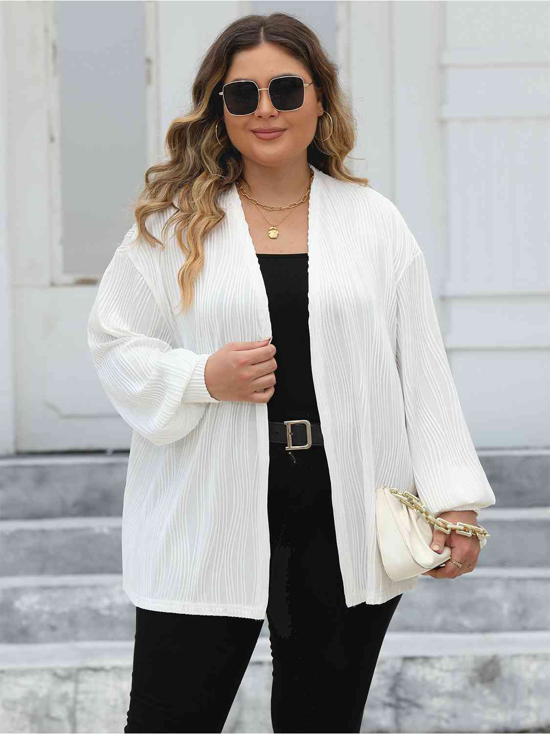 Plus Size Open Front Long Sleeve Cardigan king-general-store-5710.myshopify.com