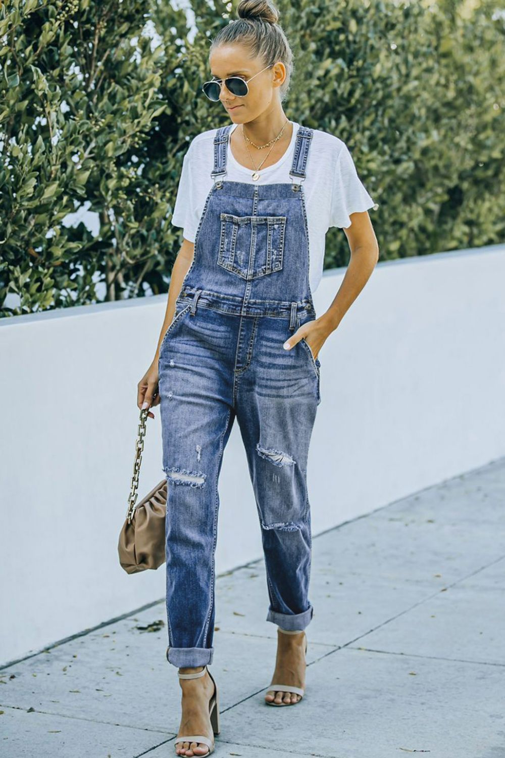 Pocketed Distressed Denim Overalls king-general-store-5710.myshopify.com