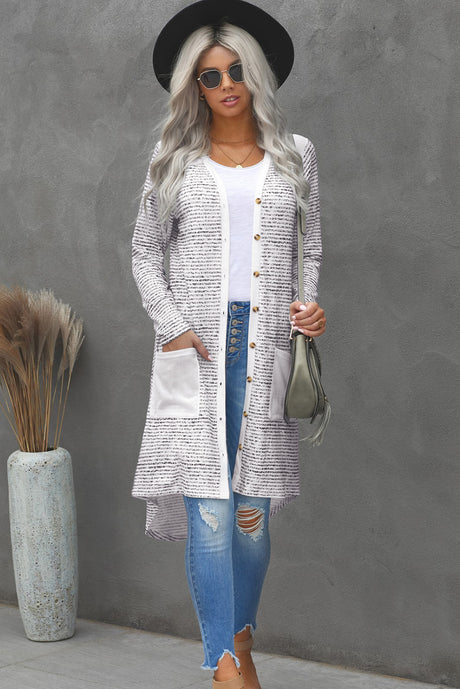 Striped Leopard Patchwork Duster Cardigan with Pockets king-general-store-5710.myshopify.com