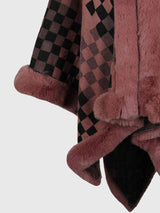 Checkered Faux Fur Trim Poncho king-general-store-5710.myshopify.com