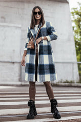 Double Take Full Size Plaid Button Up Lapel Collar Coat king-general-store-5710.myshopify.com