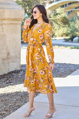 Double Take Full Size Floral Tie Back Flounce Sleeve Dress king-general-store-5710.myshopify.com