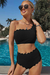 Scalloped Trim One-Shoulder Bikini Set king-general-store-5710.myshopify.com