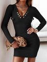 V-Neck Long Sleeve Ribbed Dress king-general-store-5710.myshopify.com