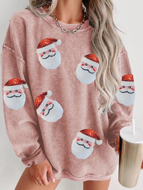 Sequin Santa Patch Ribbed Sweatshirt king-general-store-5710.myshopify.com